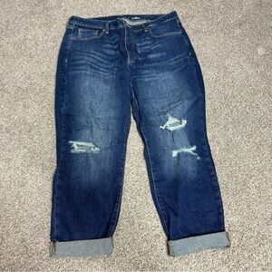 Old Navy Dark Blue High Rise Distressed Jeans